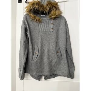 MAYORAL GIRLS GREY CARDIGAN/JUMPER WITH FAUX FUR HOOD sz 18